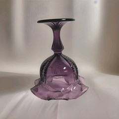 Fenton Amethyst Footed Compote Candy Dish Empress Pattern 1980s Marked