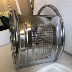 VTG Round Chrome Metal Glass Wall Shelf MCM Mesh Side Bauhaus Eileen Gray Circle