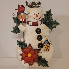 HOME INTERIORS 10″ Metal Snowman Lantern Votive Candle Holder Christmas Holiday