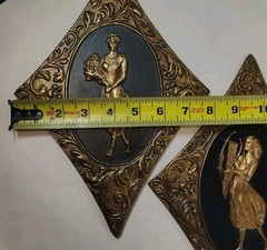 1960s Sears Hollywood Regency Repousse Metal Greek Goddess Plaques Set 11″