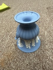 Wedgwood Blue Jasperware Vase with White Classical Relief Decoration
