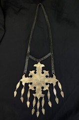 Huge Turkmen Silver Gold Plated Unique Necklace With Red Coral Stone