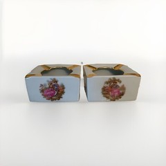 Limoges Porcelain Ashtray Castle Made in France White with gold design