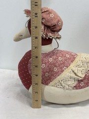 Vtg Handmade Stuffed Plush Mother Goose Bird Weighted Farmhouse Doorstop 13″