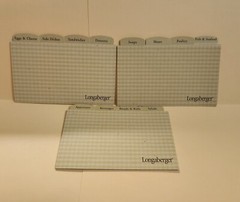 Longaberger 50 Recipe Cards 3×5 / 12 GINGHAM Dividers/Index: A-Z/Food Categories