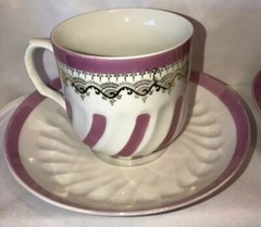 2 Antique Hand Painted Porcelain cups and saucers Germany