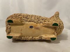Vintage Spaghetti Pottery Lamb Ram Sculpture Figurine Poland Signed SET of 2
