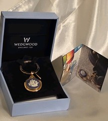 WEDGWOOD BLUE JASPER WARE NAUTICAL BLUE SHIP KEY RING NIB