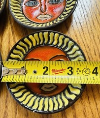 Vtg 1960’s Set of 4 Fitz And Floyd Sun Face Plate Ceramic Trinket Dish MCM Japan