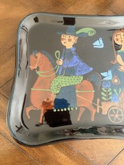 JAKOB STUCKI Switzerland Folk Art 12” Pottery Plate Tray Marked