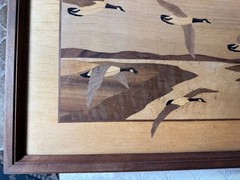 Vintage Creative Woods NY “Ducks In Flight Scene” Marquetry Artwork