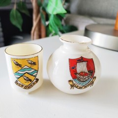 Set of 2 Antique WH Goss Mini Vases – Isle of Wight & Cromer United Kingdom