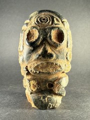 RARE ANCIENT PRE COLUMBIAN DENSE STONE CARVED TRIBAL STATUE FIGURINE C 600-900AD