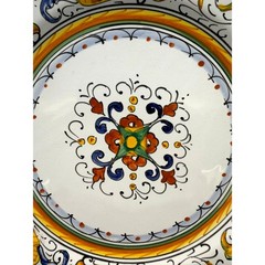 Pair Maioliche Deruta Italy Hand Painted Raffaellesco Majolica 10″ Dragon Plates