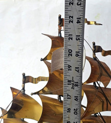 VINTAGE LARGE DEMOTT SHIP SCULPTURE HANDMADE MODERNIST SAIL SHIP SIGNED ORIGNAL