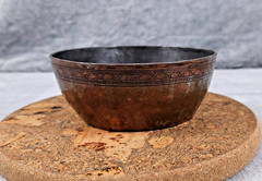 RARE ANTIQUE ISLAMIC/PERSIAN TINNED COPPER/BRONZE CEREMONY/PRAYER BOWL HAMMERED