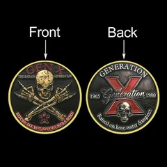 Gen X Challenge Coin 1965-1980 Badass Skull Collectible Gift