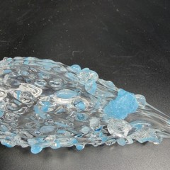 Hand Blown Studio Art Glass Ornament Hanging Decor Textured Blue Fritz Glass VTG