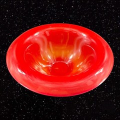 Antique 1920s Northwood Chinese Coral Amberina UV Glow Footed Rolled Rim Bowl