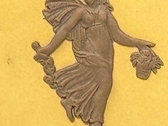 WEDGWOOD Cane Yellow & Brown Jasperware Dancing Hours Medallion Plaque, Framed