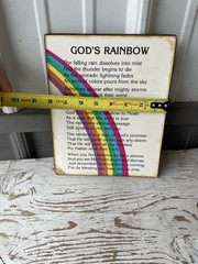 Vintage Gods Rainbow Plaque Art Bible Poem Wall Decor NL