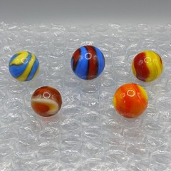 .57″-.72″ Vintage Akro Agate Corkscrew Marble Lot of 5 (Good)- #Q144