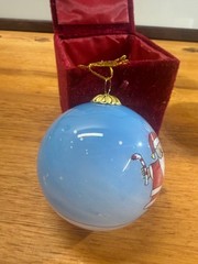 Hand-Painted Santa Claus Christmas Ornament with Velvet Storage Box