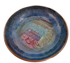 Mid Century Hakon Bjornstad Norwegian Enamel Copper Plate Dish Bowl