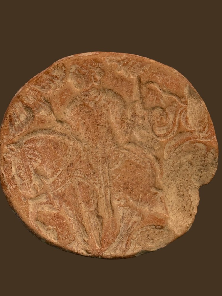 Rare Medieval Intaglio Terracotta Stamp – Human & Animal Motifs