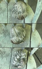Vtg Concrete HEAD Salvaged Cement Garden STATUE Old Weathered Gothic-Child Bust!