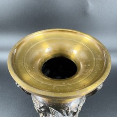 Antique Buddhist Altar Fitting Flower Stand Vase Metal Brass Heavy Made Korea