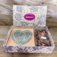 Wedgwood Full Lead Clear Crystal Heart Shaped Candy Potpourri Dish New In Box