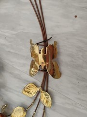 Vintage Brass Metal Wall Hangings, 19″ Set of 2. Copper Roses, MCM