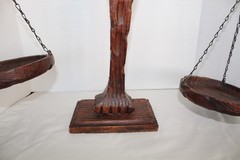 Hand-Carved Wooden Scales of Justice Balance Scale | Rustic Folk Art Decor