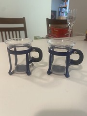 Vintage Blue Bodum Bistro Chambord Java Cup Made In Switzerland Set 2 Mugs Cups