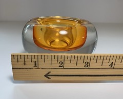 Vintage Sommerso Style Glass Bowl Orange Interior Made In Germany