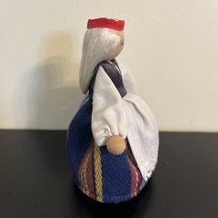 Vintage Estonia Scandinavian Norwegian Holland Norway Wood Doll On Wood Stand