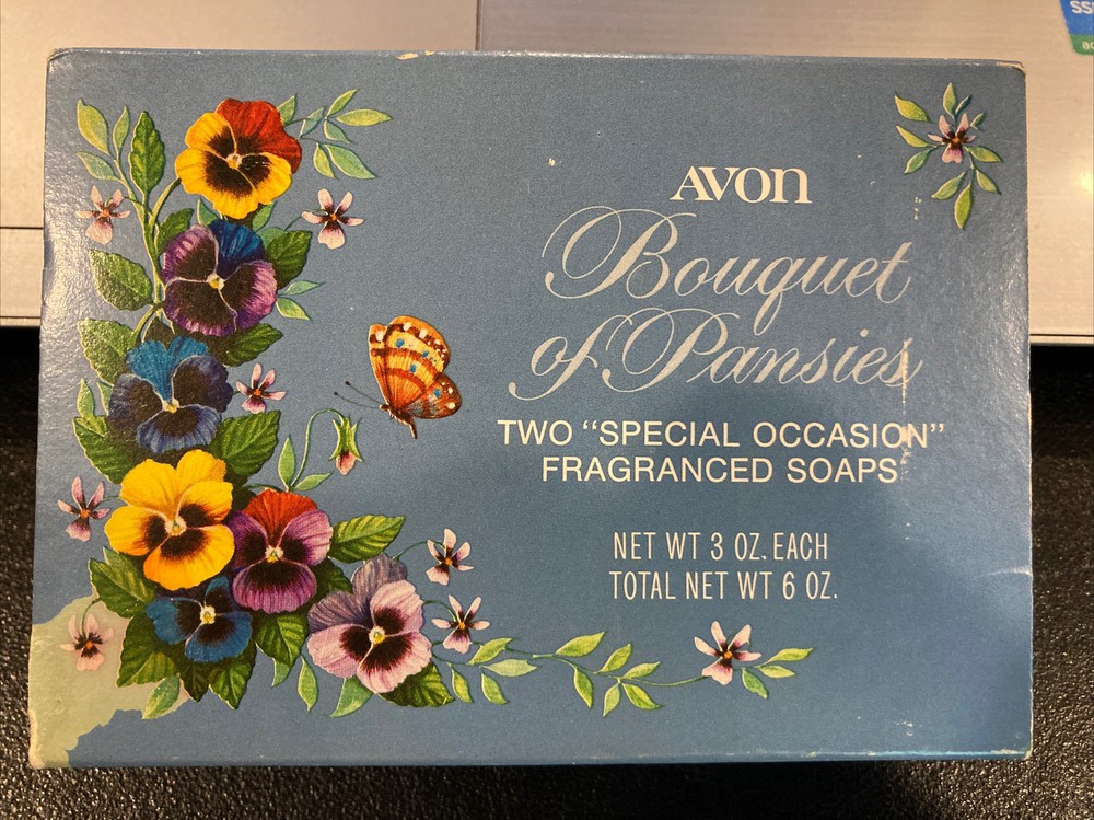 VINTAGE Avon Perfumed Soaps – BOUQUET OF PANSIES – 2 3oz Bars Original Packaging