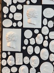 Large Pair of Grand Tour Revival Classical Intaglio and Cameo Casts & Wood Panel