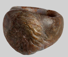 300 BC Authentic Ancient Roman hololith Ring Engraved Gemstone Lion MUSEUM GRADE