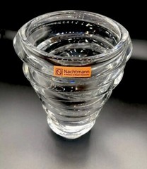 9 1/2 ” Nachtmann Clear Lead Crystal Vase Germany Looks Like A Tornado Fun