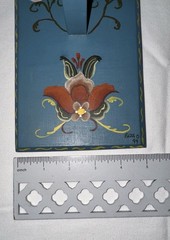 Vintage Norwegian Hand Painted Rosemaling Blue Wood Banana Holder Signed Norsk