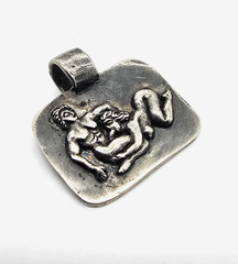 Ancient Roman Erotic Silver Pendant Classical Reclining Scene Relief Artifact