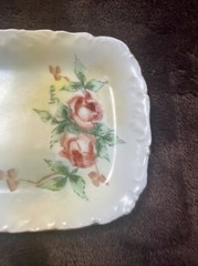 Antique Porcelain Hand Painted Trinket/Pin Tray/Dish Floral/Roses Signed “Lower”