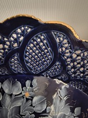Jantezi Lux Delicate Porcelain Lattice Dish Cobalt Blue Hand Painted Budapest