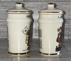 2 M.J. Hummel Cham,Switzerland Spice Jars w/ Lids 1987/1993 ARS AG MADE IN JAPAN