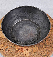 RARE ANTIQUE ISLAMIC/PERSIAN TINNED COPPER/BRONZE CEREMONY/PRAYER BOWL HAMMERED