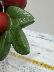 Vtg Chalkware Fruit Plaque 3D Relief Apples On A Branch Retro MCM Wall Decor
