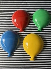 Vintage Set Of 4 Balloons Wall Decor Burwood 1986 Red Missing Hanger Colorful!