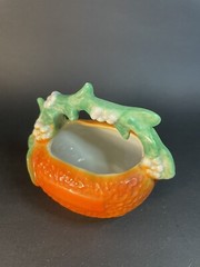 3 Vintage Porcelain Orange Peel Cup, Pitcher And Bowl Germany Japan -1 Chip
